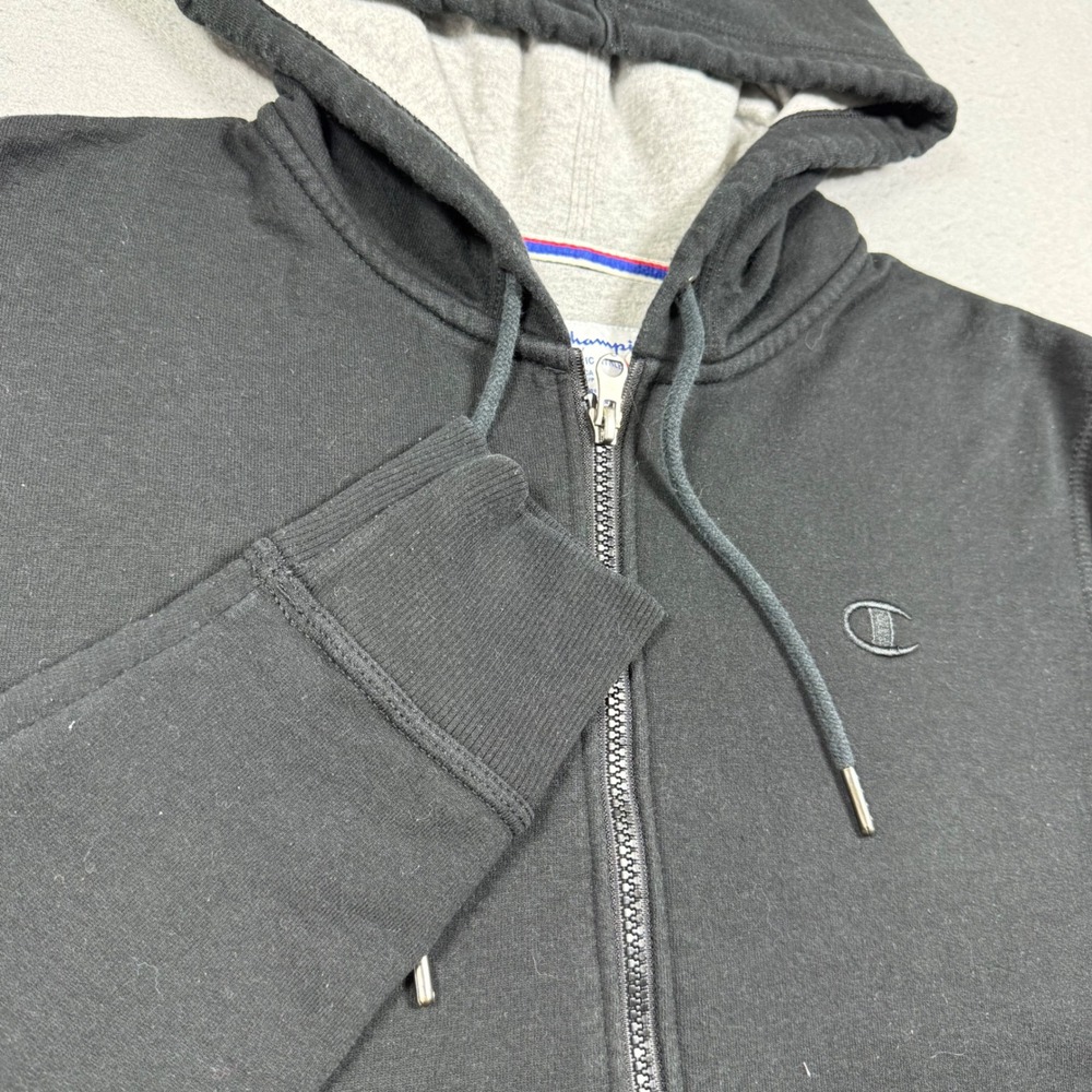 Champion Mens Black Full Zip Fleece Hoodie Sweatshirt Small